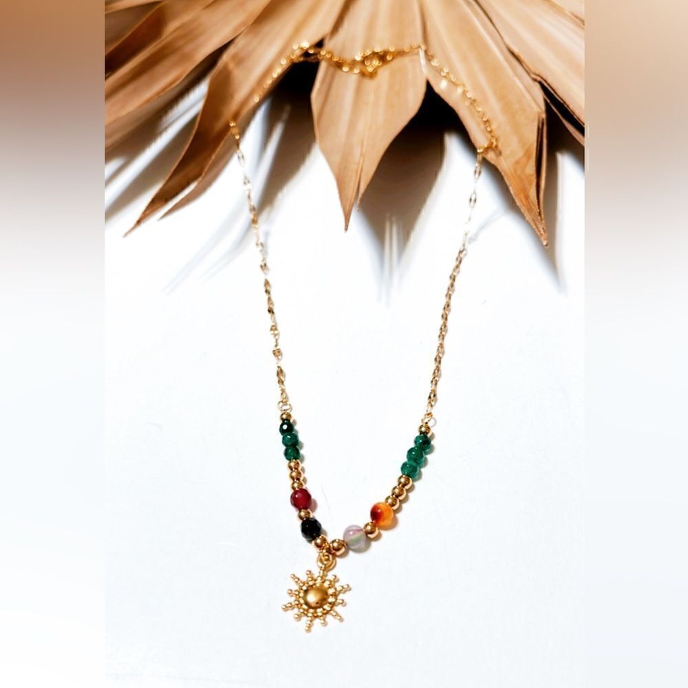 Beaded sun necklace #1057 - Picture 3 of 4